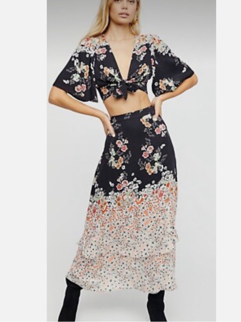 Free People ‘Wildwood’ Floral Crop Top & Maxi Skirt Set Size 4